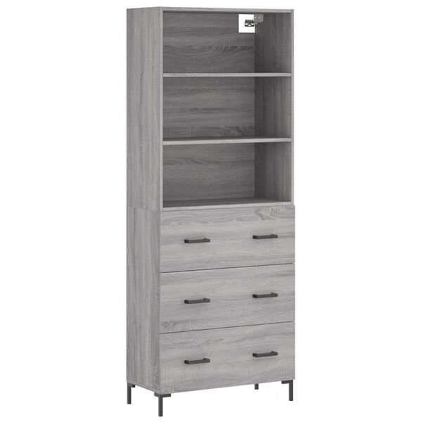 vidaXL Highboard gr&aring; sonoma 69,5x34x180 cm konstruert tre