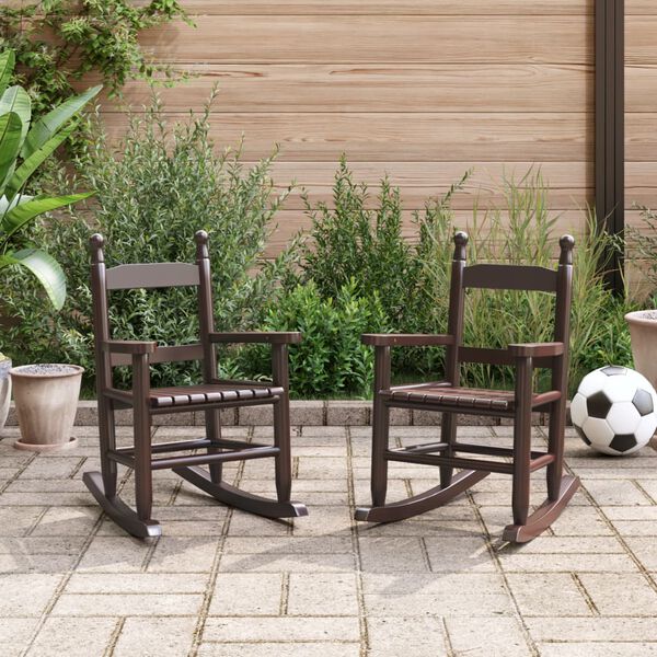 vidaXL Gyngestoler for barn 2 stk brun heltre poppeltre