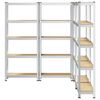 vidaXL Oppbevaringshyller 5 lag 4 stk s&oslash;lv st&aring;l og konstruert tre