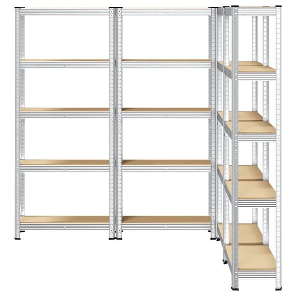 vidaXL Oppbevaringshyller 5 lag 4 stk s&oslash;lv st&aring;l og konstruert tre