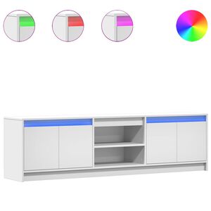 vidaXL TV-benk med LED hvit 180x34x50 cm konstruert tre