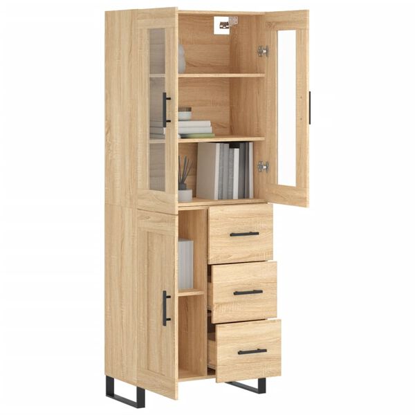 vidaXL Highboard sonoma eik 69,5x34x180 cm konstruert tre