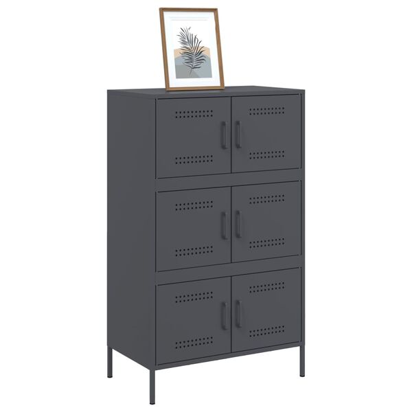 vidaXL Highboard antrasitt 68x39x113 cm stål