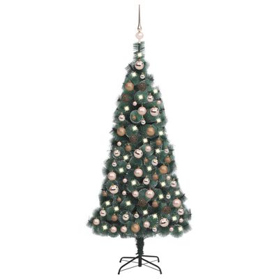 vidaXL Kunstig juletre med LED og kulesett 150 cm PVC og PE grønn