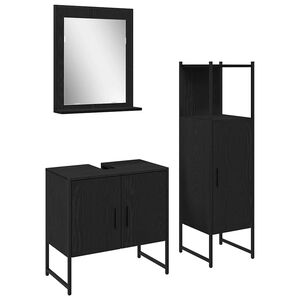 vidaXL Baderomsinnredningssett 3 stk. Svart 33 x 33 x 102,5 cm