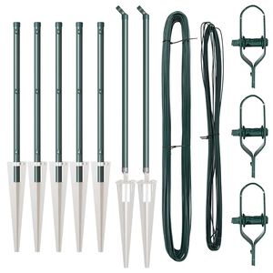 vidaXL Gjerdep&aring;le 7 pcs gr&oslash;nn St&aring;l