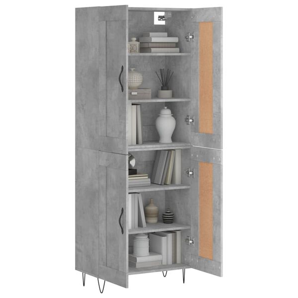 vidaXL Highboard betonggr&aring; 69,5x34x180 cm konstruert tre