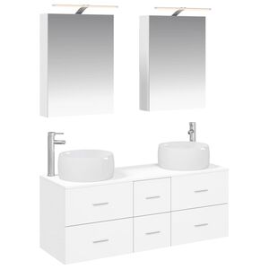 vidaXL Baderomsinnredningssett 5 pcs Hvit Konstruert tre og glass