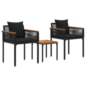 vidaXL Utem&oslash;belsett med pute 3 pcs Svart PE Rattan