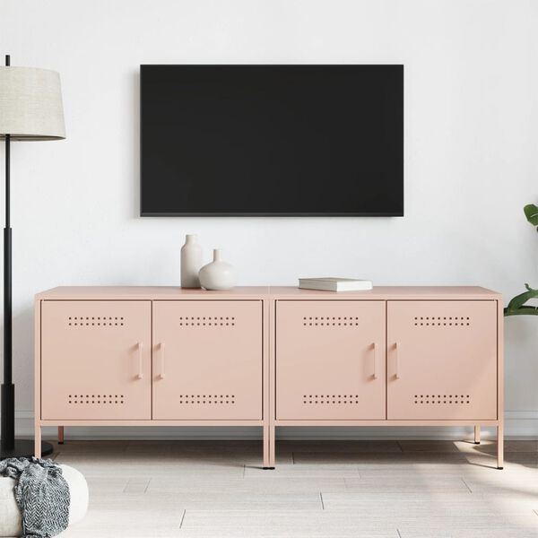 vidaXL TV-benker 2 stk rosa 68x39x50,5 cm st&aring;l