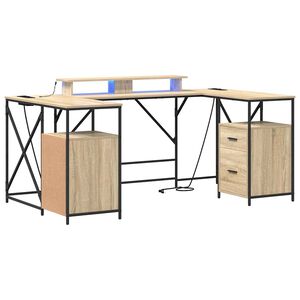 vidaXL Skrivebord Sonoma eik Konstruert tre 182 x 101 x 87,5 cm