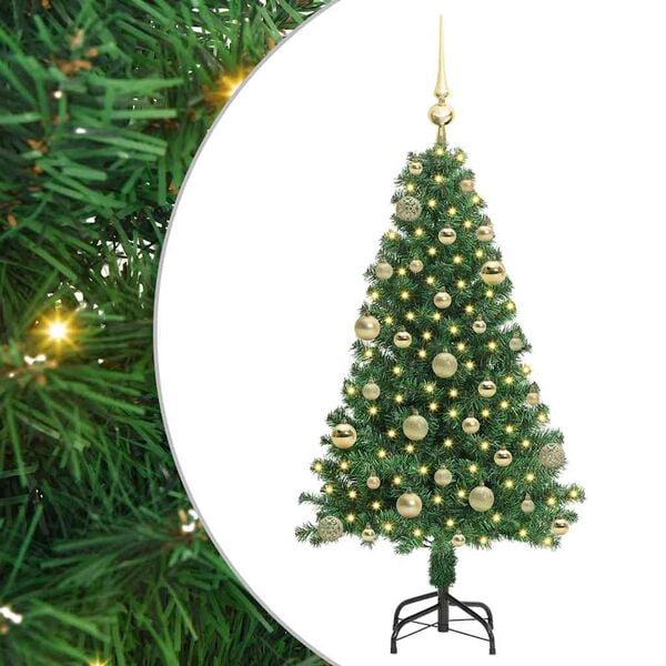 vidaXL Kunstig juletre med 150 LED gr&oslash;nn 120 cm PVC og St&aring;l og Plast
