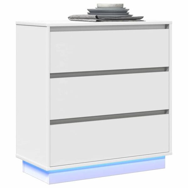 vidaXL Nattbordskap med skuff Hvit 71 x 34,5 x 75 cm Konstruert tre