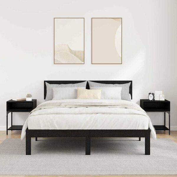 vidaXL Nattbord 2 pcs Svart Eik 40 x 40 x 50 cm Konstruert tre