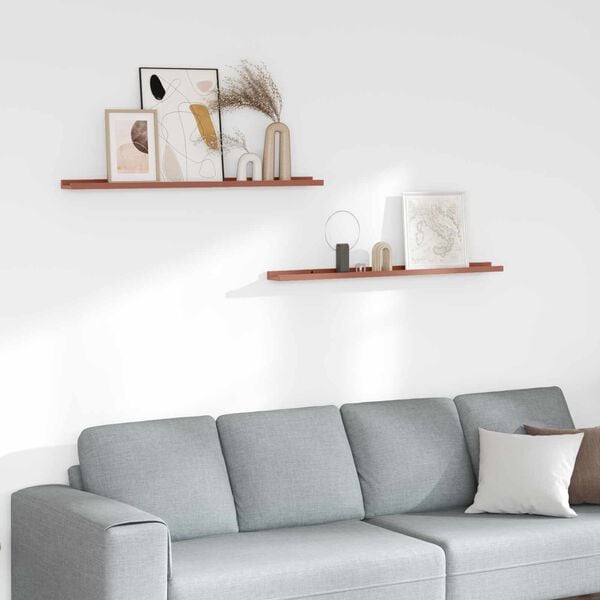 vidaXL Vegghylle med hylle 2 pcs R&oslash;d 100 x 9 x 3 cm Konstruert tre