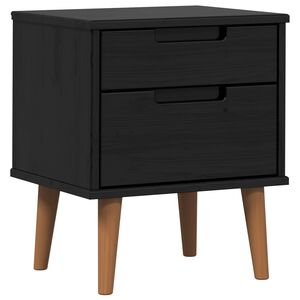 vidaXL Nattbordskap med skuff Svart 40 x 35 x 48 cm Massiv furu