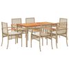 vidaXL Hagespisegruppe med puter 7 deler polyrotting beige