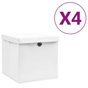vidaXL Oppbevaringsbokser med deksler 4 stk 28x28x28 cm hvit