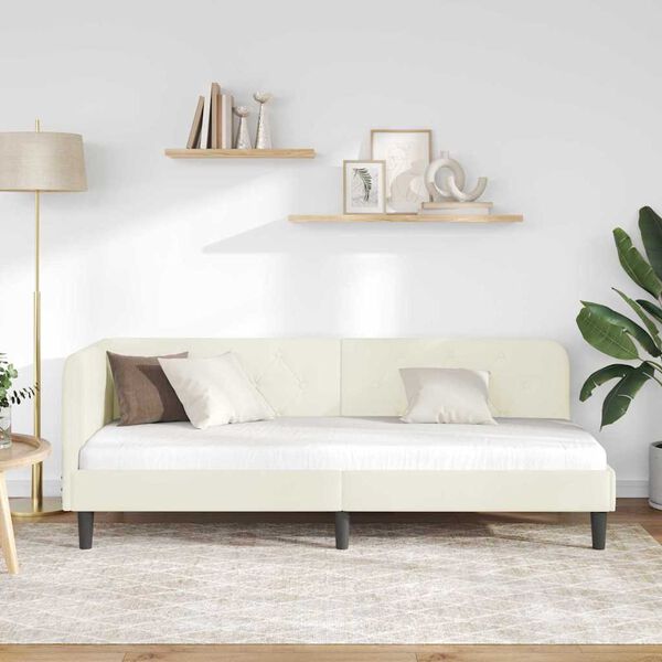 vidaXL Hjørnesengramme med hodegjerde Krem 80 x 200 cm Fløyel