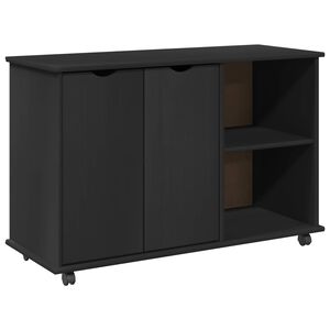 vidaXL Rullende skap med hjul Svart 100 x 39 x 65,5 cm Massiv furu