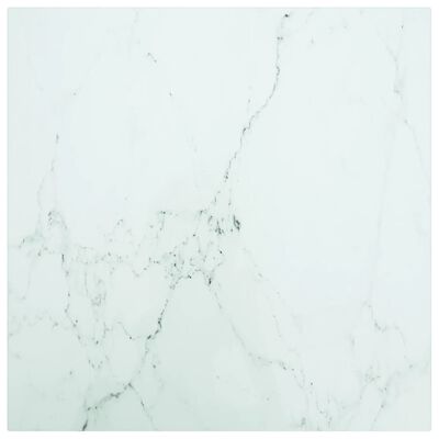 vidaXL Bordplate hvit 50x50 cm 6 mm herdet glass med marmor design
