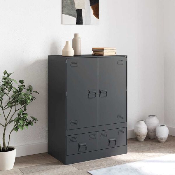 vidaXL Highboard antrasitt 67x39x95 cm stål
