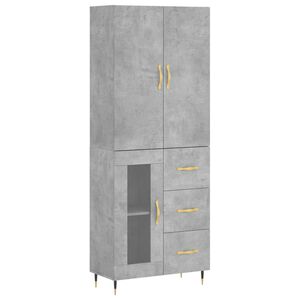 vidaXL Highboard betonggr&aring; 69,5x34x180 cm konstruert tre