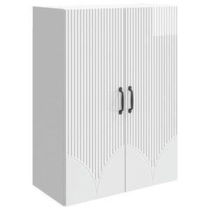 vidaXL Vegghengt skap H&oslash;gglans hvit 66 x 34,5 x 90 cm Konstruert tre