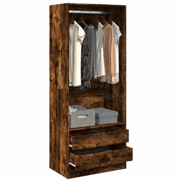 vidaXL Garderobe r&oslash;kt eik 80x50x200 cm konstruert tre