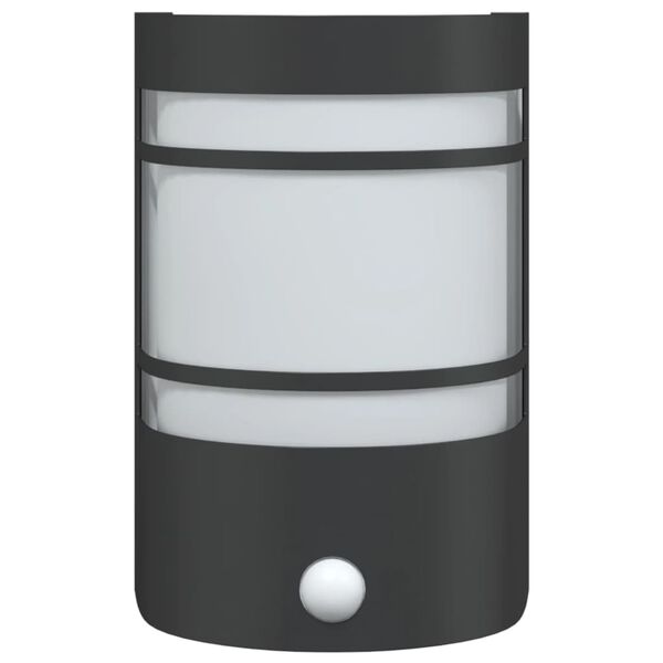 vidaXL Veggmontert utelamper med sensorer 2 stk svart rustfritt st&aring;l