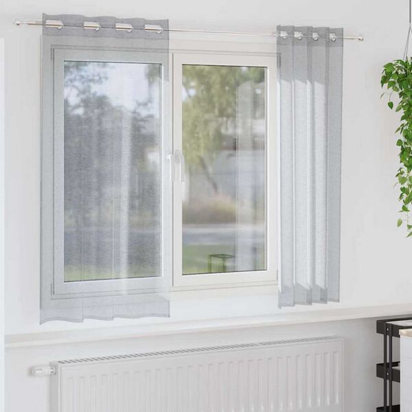 vidaXL Voile Gardin med gardiner 2 pcs M&oslash;rkegr&aring; 175 x 140 cm Polyester