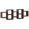 vidaXL Vegghylle brun eik 129x18x42 cm konstruert tre