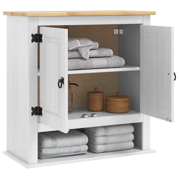 vidaXL Hengende skap med d&oslash;r Corona Hvit 70 x 33 x 71,5 cm Massiv furu