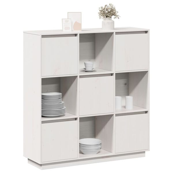 vidaXL Highboard hvit 110,5x35x117 cm heltre furu