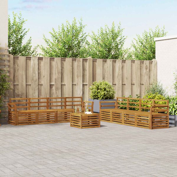 vidaXL Sofasett 9 pcs Naturlig Solid akasietre