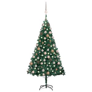vidaXL Forh&aring;ndsbelyst kunstig juletre med kulesett gr&oslash;nn 150 cm PVC