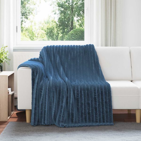 vidaXL Kastteppe Marinebl&aring; 200 x 150 cm Fleece