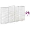vidaXL Gabionkurver buede 9 stk 400x50x220/240 cm galvanisert jern