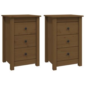 vidaXL Nattbord 2 stk honningbrun 40x35x61 cm heltre furu