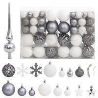 vidaXL Julekulesett 111 deler hvit og grå polystyren