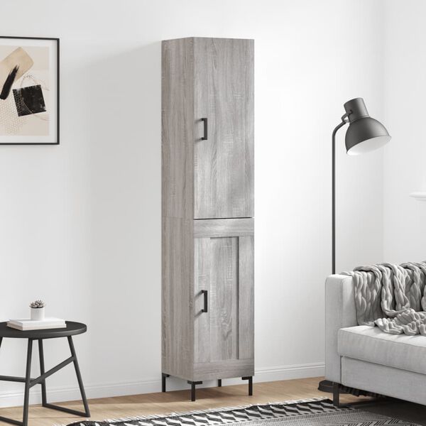vidaXL Highboard gr&aring; sonoma 34,5x34x180 cm konstruert tre