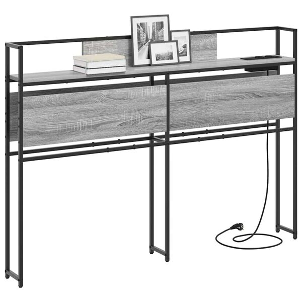 vidaXL Lagringshodegavl med hylle Gr&aring; sonoma 120 cm Konstruert tre