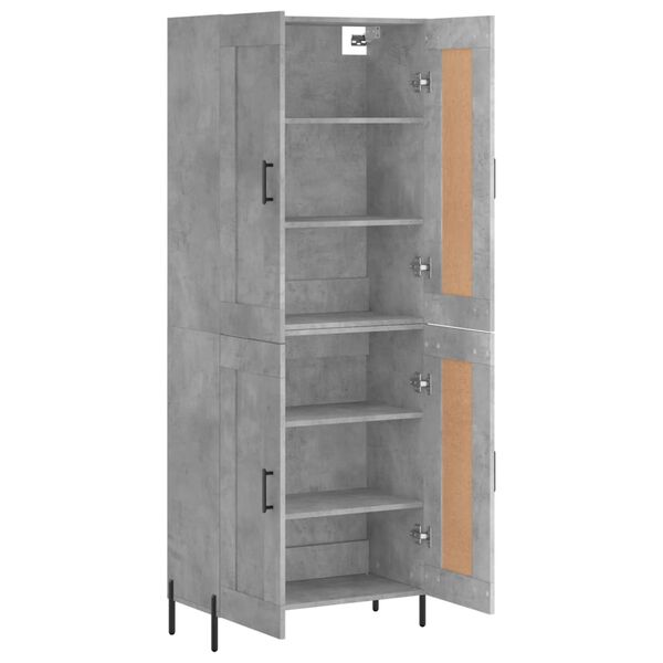 vidaXL Highboard betonggr&aring; 69,5x34x180 cm konstruert tre
