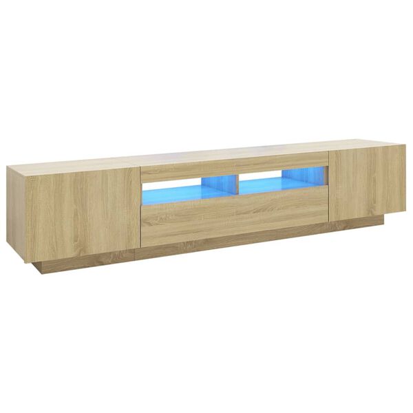 vidaXL TV-benk med LED-lys sonoma eik 200x35x40 cm