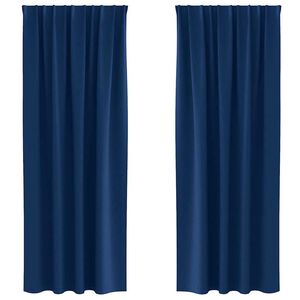 vidaXL M&oslash;rkleggende Gardiner med Ringer 2 pcs M&oslash;rkebl&aring; 225 x 140 cm