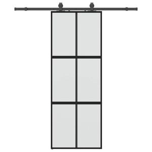 vidaXL Skyved&oslash;r med monteringssett svart 76x205 cm herdet glass