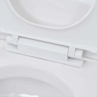 vidaXL Vegghengt toalett med skjult sisterne keramikk hvit