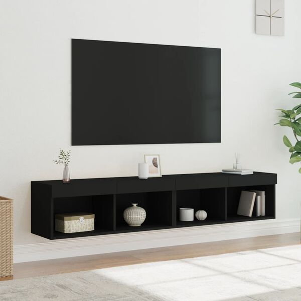 vidaXL TV-benker med LED-lys 2 stk svart 80x30x30 cm