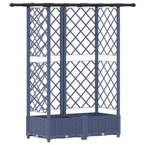 vidaXL Hevet Bed med Trellis og Tak Gr&aring; 124 x 40 x 121 cm PP