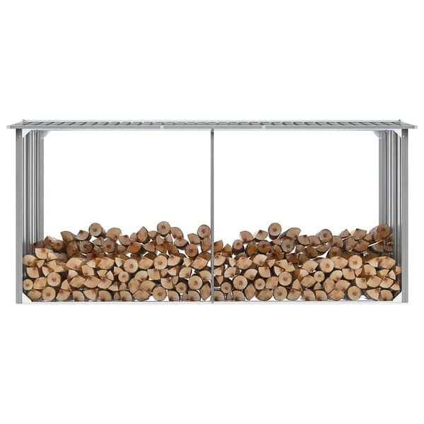 vidaXL Vedskjul galvanisert stål 330x92x153 cm grå